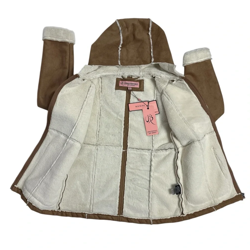 Urban Republic‎ Girls Shearling Jacket With Hood, SIZE MEDIUM (10/12)